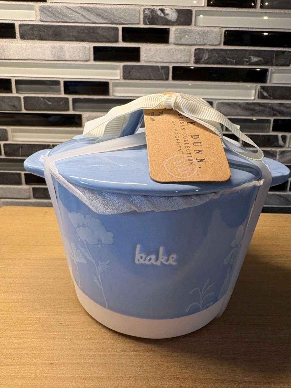 Rae Dunn Blue 'Bake' Ceramic Jar with Lid